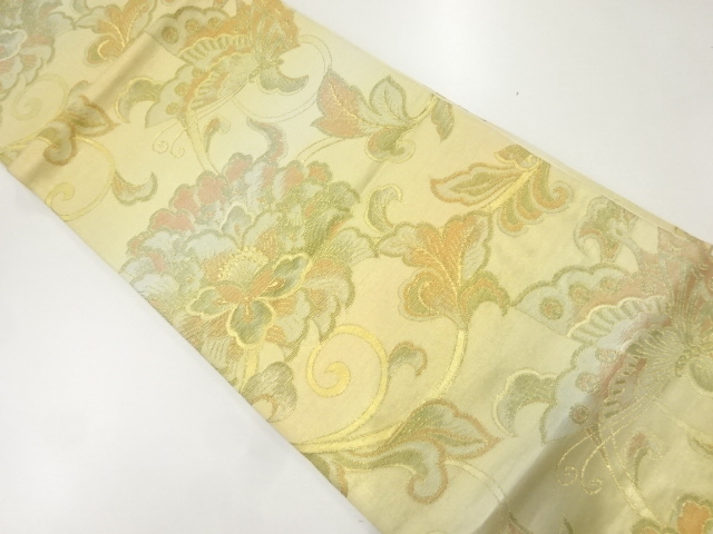 JAPANESE KIMONO / ANTIQUE FUKURO OBI / SILK / WOVEN CHINESE FLOWERS & GINKGO